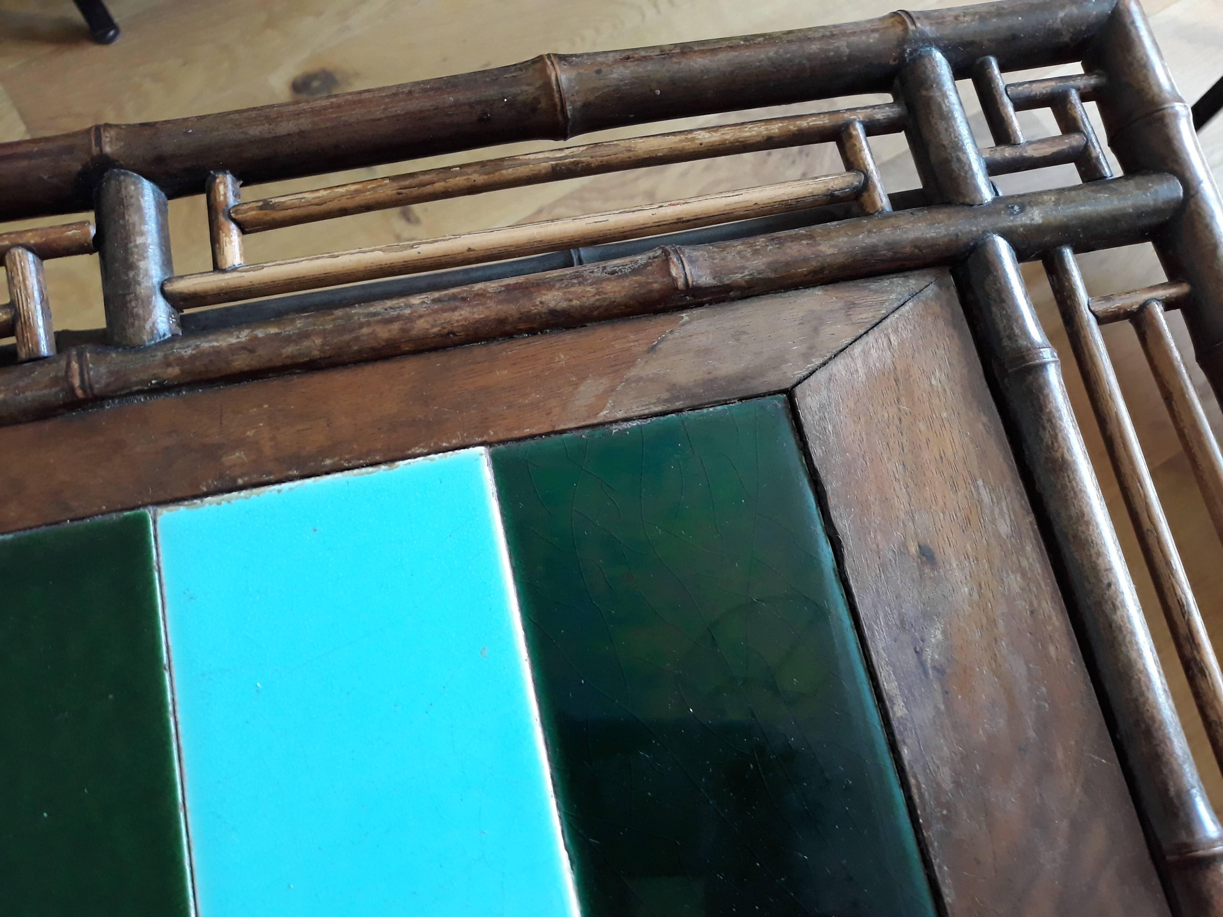 Bamboo and ceramic console Perret and Vibert