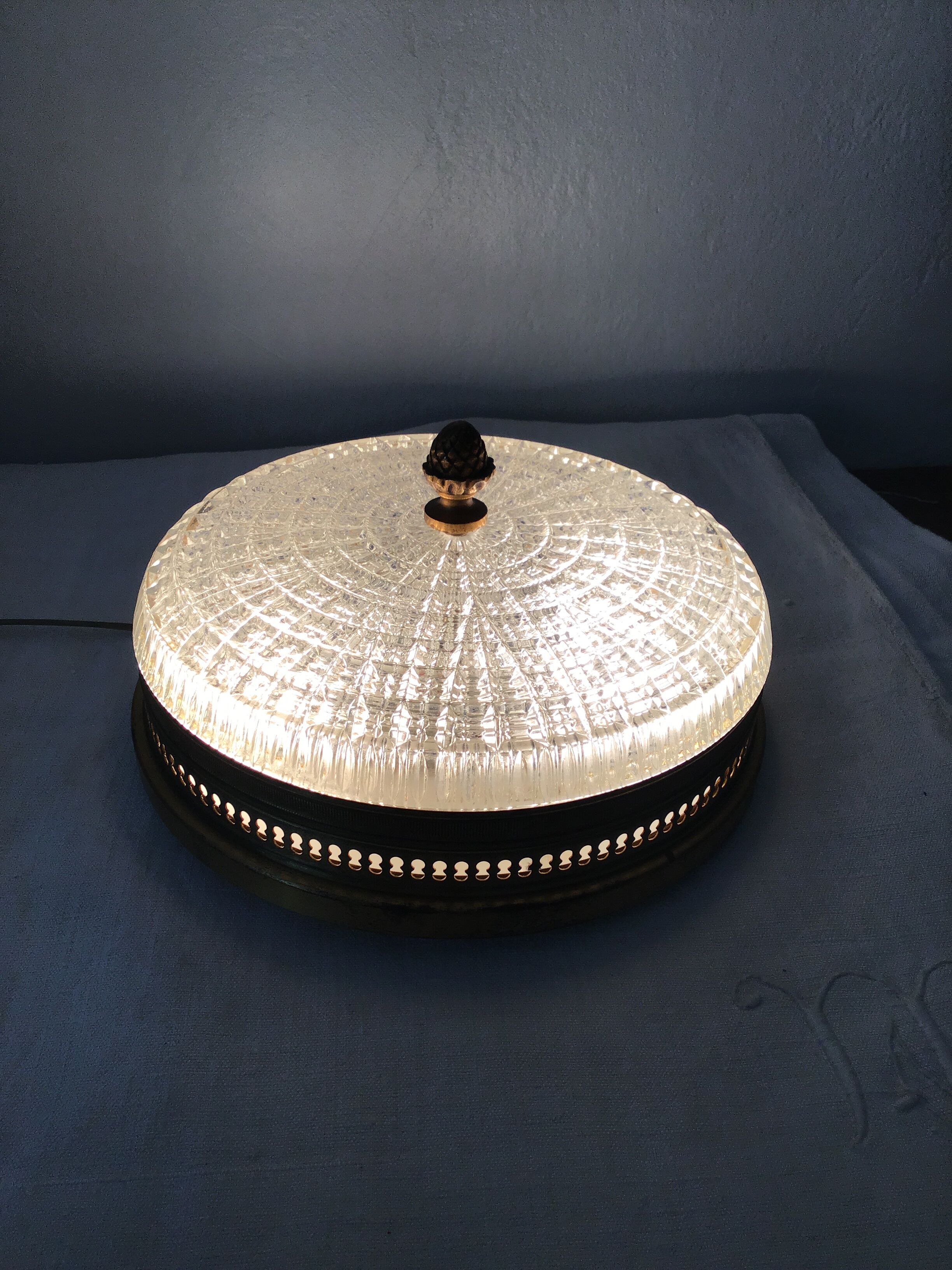 Brass crystal ceiling light