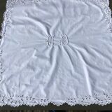Tablecloth monogram MD square English embroidery