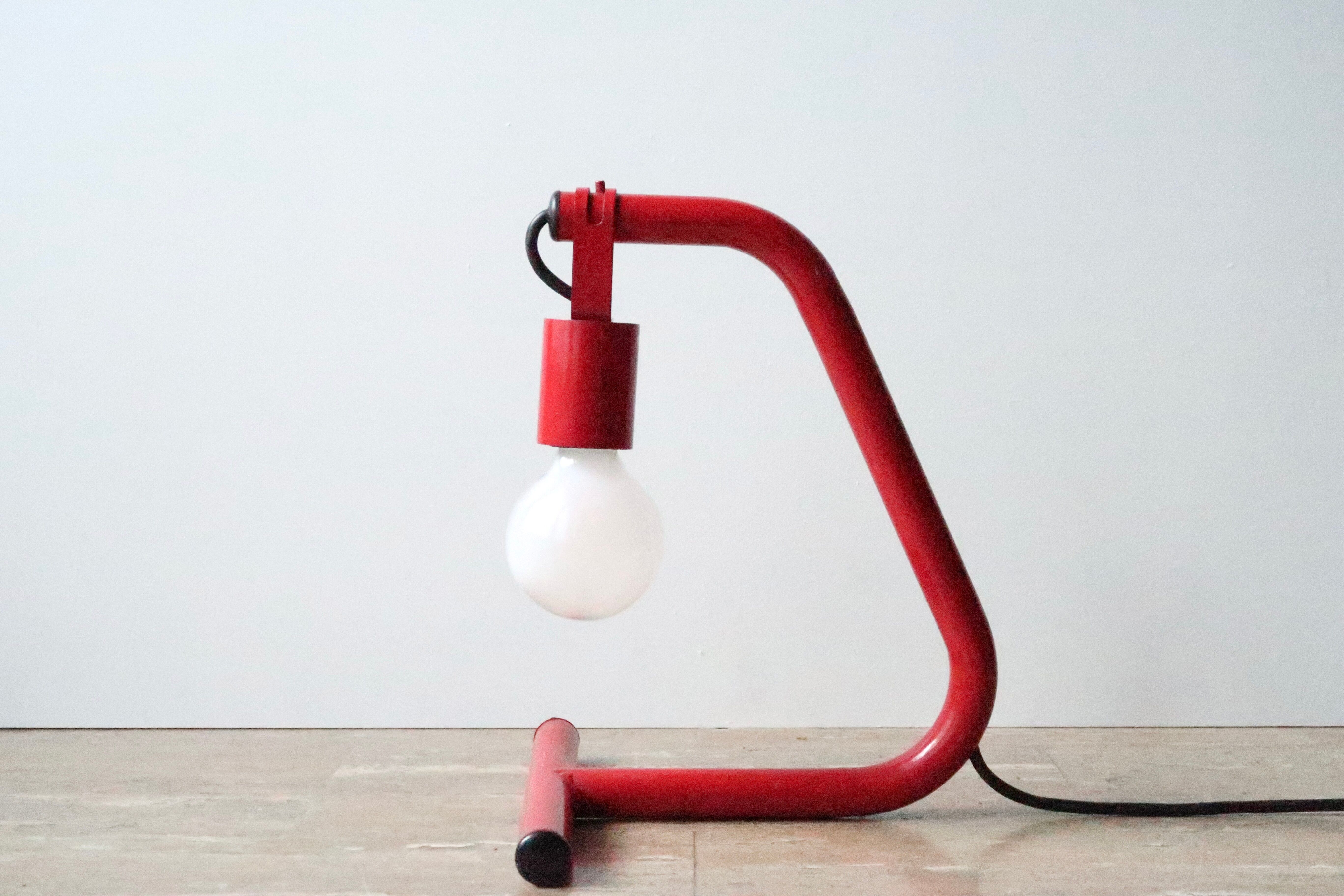 Red tubular lamp, 80s