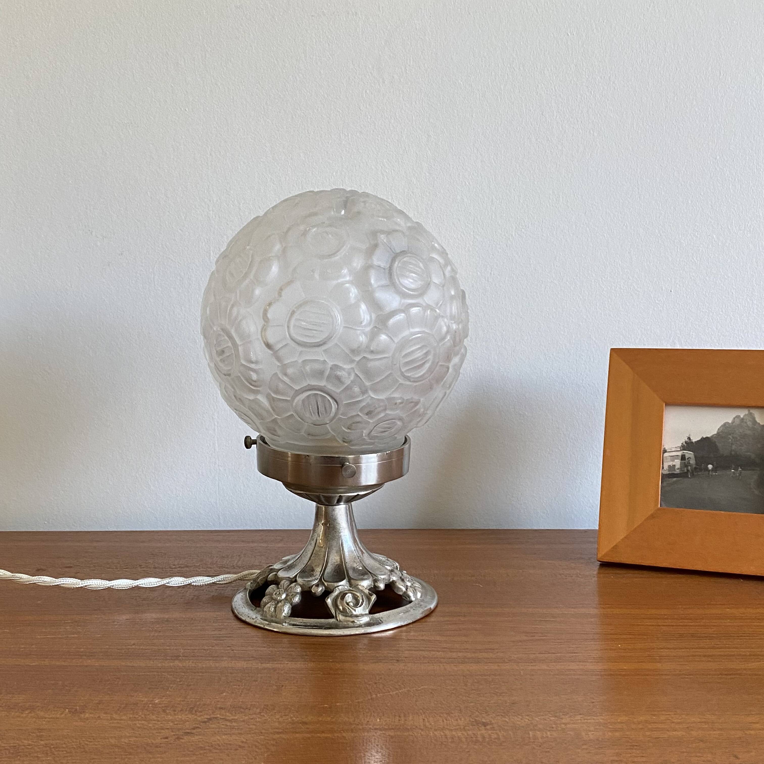 Art deco table lamp, desk lamp, antique glass globe