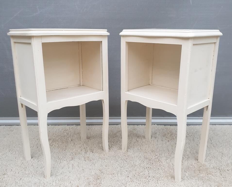 Pair of white vintage bedside tables