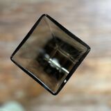 Rectangular smoked glass vase design in retro vintage Murano spirit