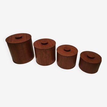 Set of 4 Scandinavian design teak storage boxes