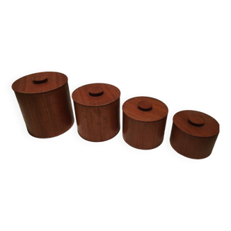 Set of 4 Scandinavian design teak storage boxes