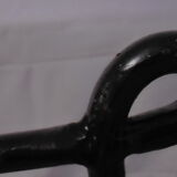 Black metal and rattan bed frame