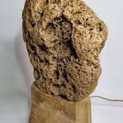 Sculptural lamp in openwork mineral concretion, brutalist style – 42 cm