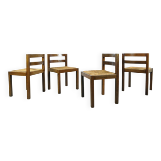 Modern vintage wenge dining chairs by OV Rotterdam, 1970s