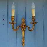 Applique murale Art nouveau en bronze : style français, 2 lumières, années 1950