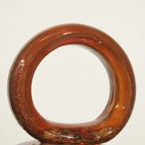 Vintage gargoulette jug in orange enamel ceramic France XXth