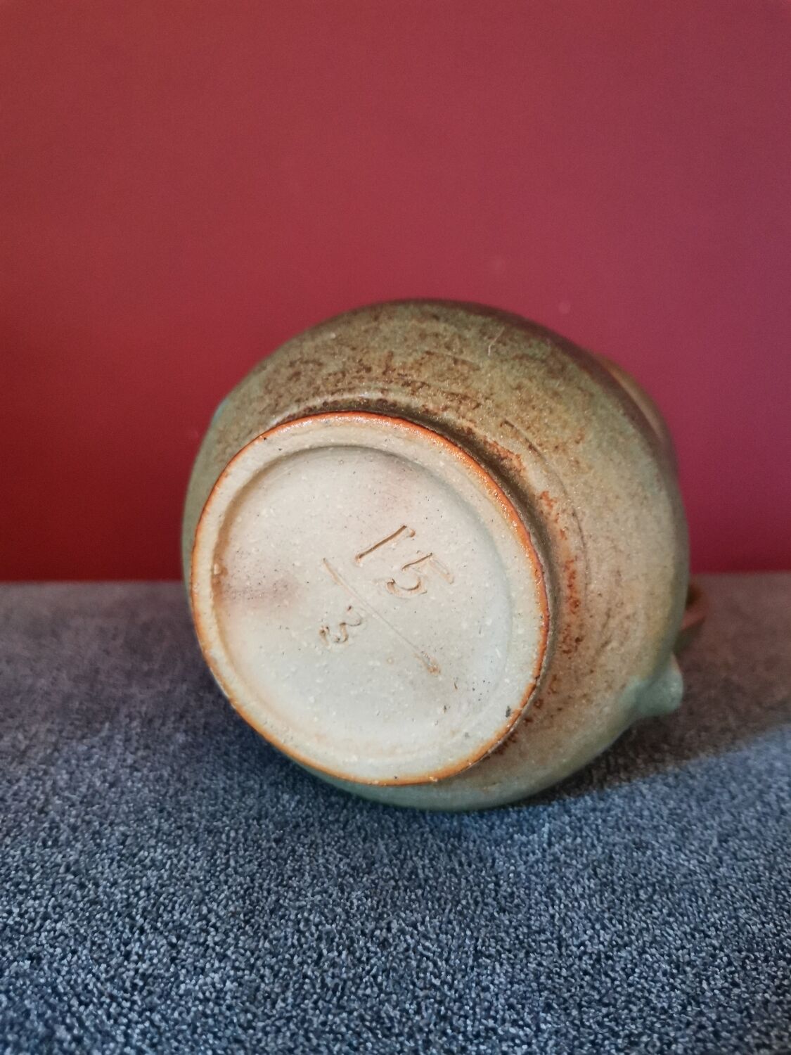 Green stoneware vase