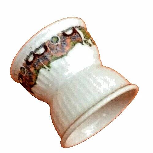 Art Nouveau Gadrooned Diabolo Egg Cup White Porcelain with Frieze Decoration