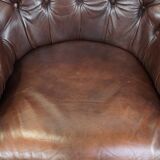 Lot de 2 fauteuils chesterfield anglais classiques en cuir de vache