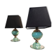 Pair of green opaline bedside lamps, venice glass and gilded brass Italy 1940.