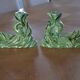 Pair of iridescent green ceramic Art Deco candlesticks