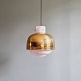 Pendant lamp in opaline and brass, Glassshütte Limburg, 1970s