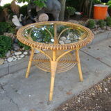 Vintage rattan/wicker round table