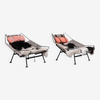 Pair of Original Hans Wegner Flag Halyard Lounge Chairs for Getama