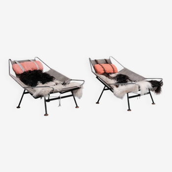 Paire de chaises longues originales Hans Wegner Flag Drisse pour Getama