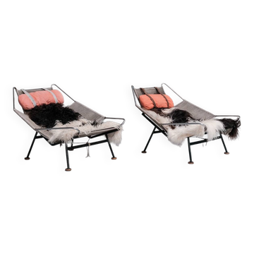 Pair of Original Hans Wegner Flag Halyard Lounge Chairs for Getama