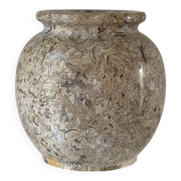 Fossil stone round vase