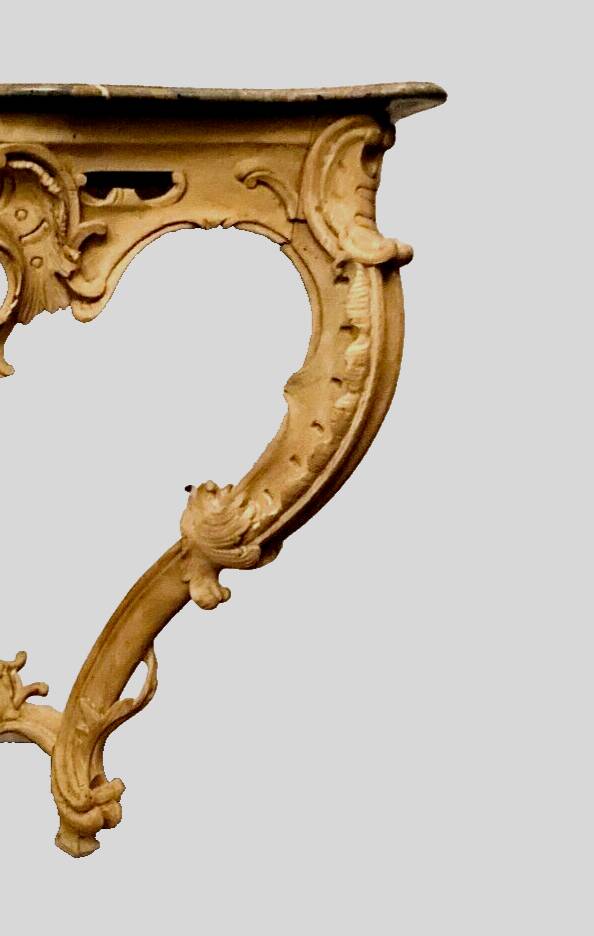 Louis XV style console in natural wood 19th century