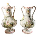 Pair of vases, Marseille earthenware factory, Joseph Gaspard Robert