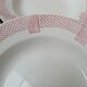 6 deep plates Longwy model Toulouse pink border ironstone