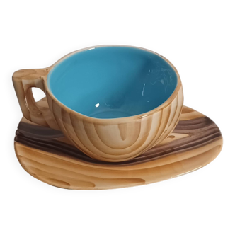 Fake wood cup Grandjean Jourdan old French cup Vallauris