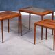 Nest Tables in Rosewood with Tiles by Johannes Andersen for CFC Silkeborg, Denmark, 1960s, Set of 3