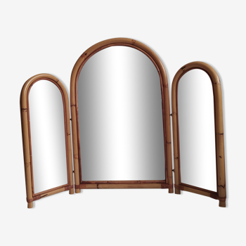 Miroir triptyque en bambou 98x78cm