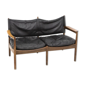 2-seater leather sofa, Gunnar Myrstrand, Källemo Möbelfabrik, Sweden, 1960