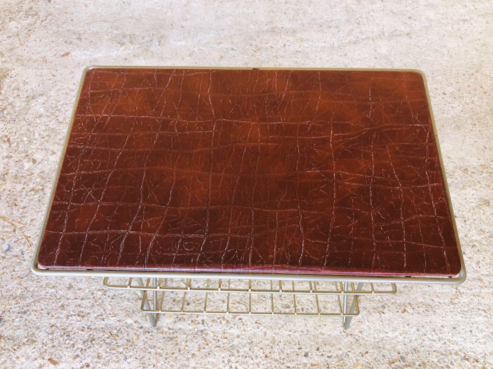 Side table / storage for vinyl top faux leather vintage 60s