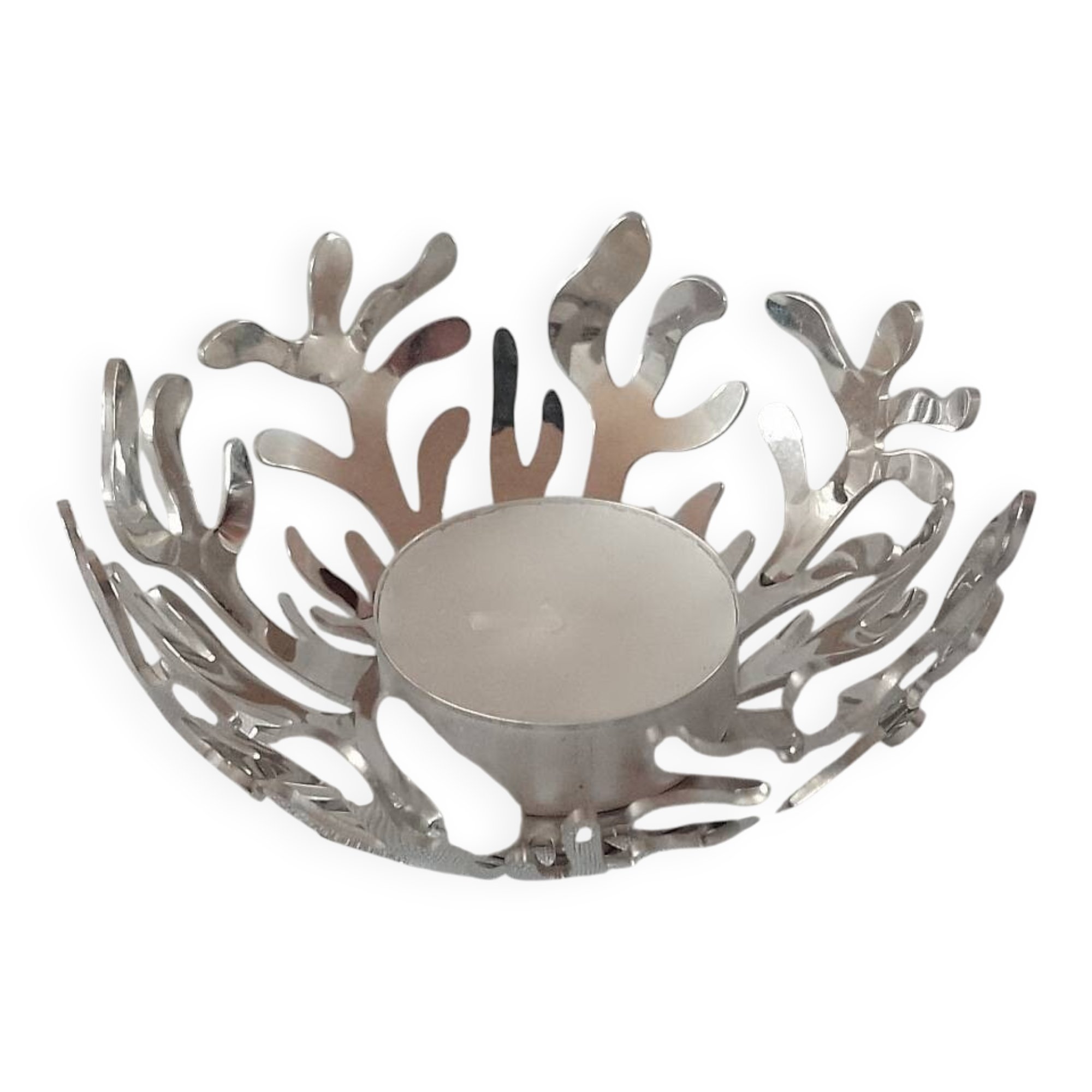Alessi Mediterraneo Candle Holder Tea Light Silver Color