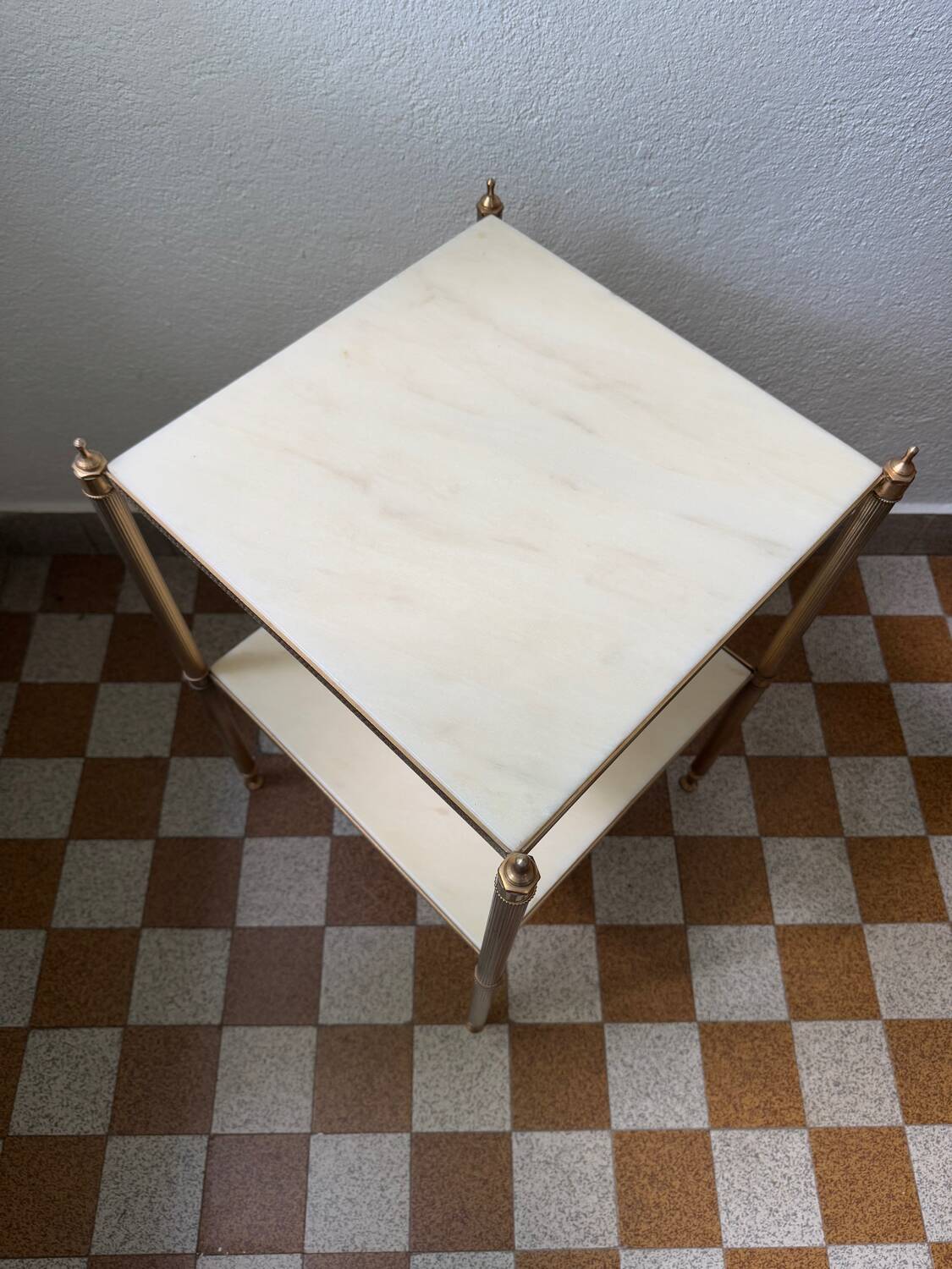 60s brass marble side table