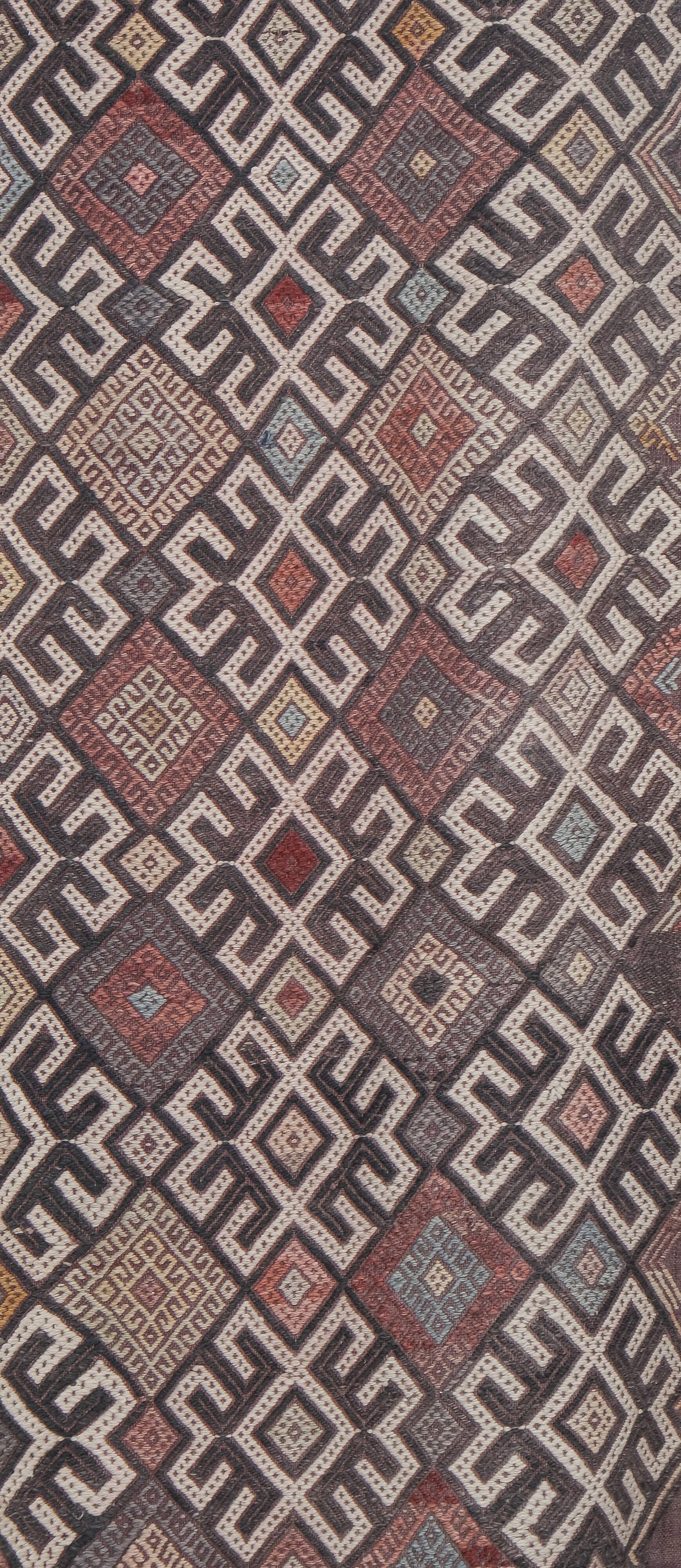 Vintage Turkish rug from Oushak, handwoven 64x275 cm