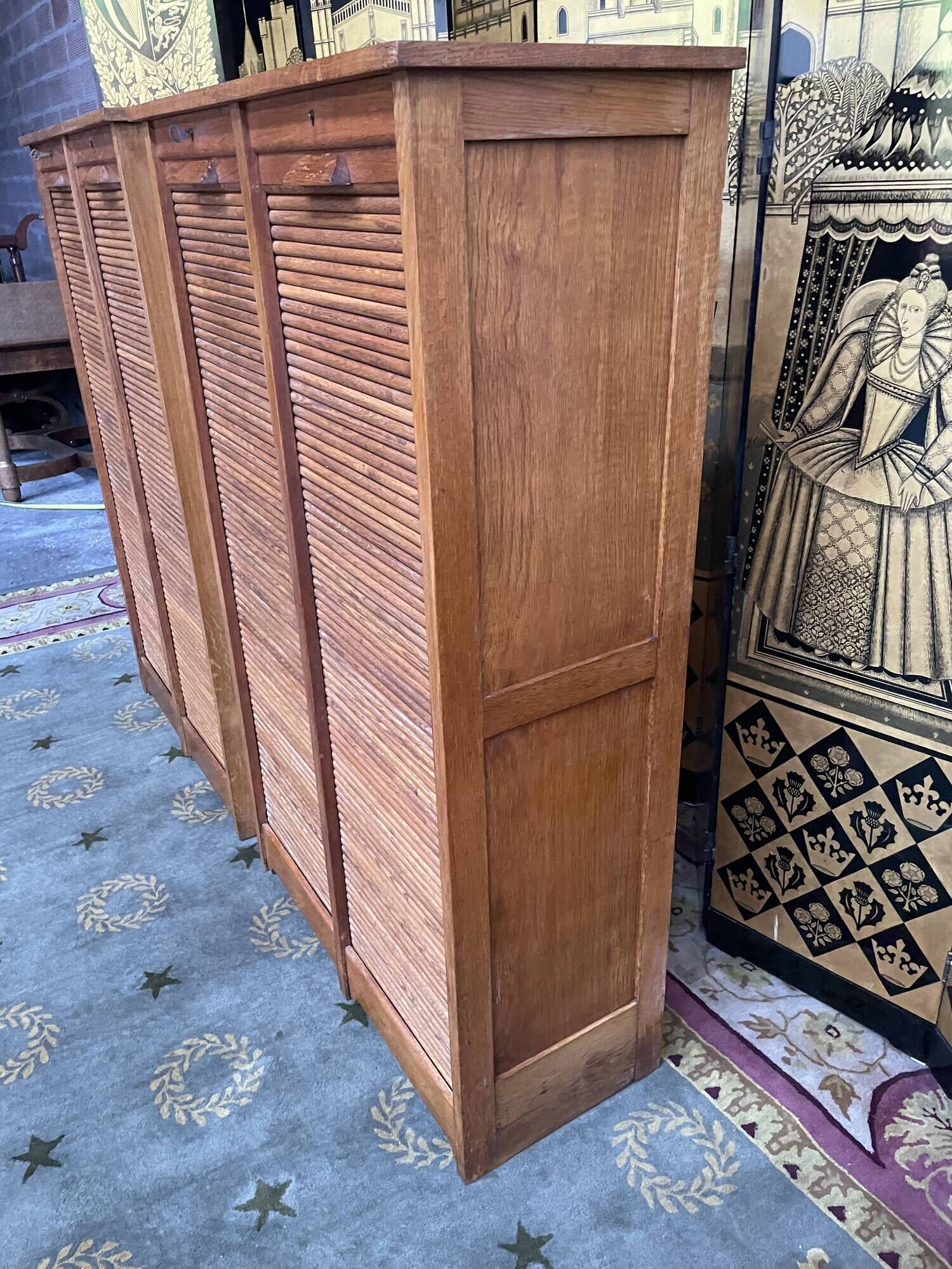 Pair of notary curtain binder furniture in oak 1950