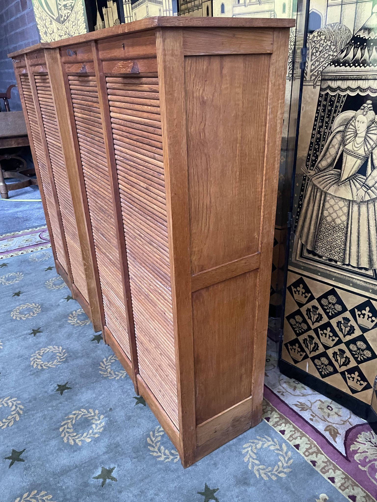 Pair of notary curtain binder furniture in oak 1950