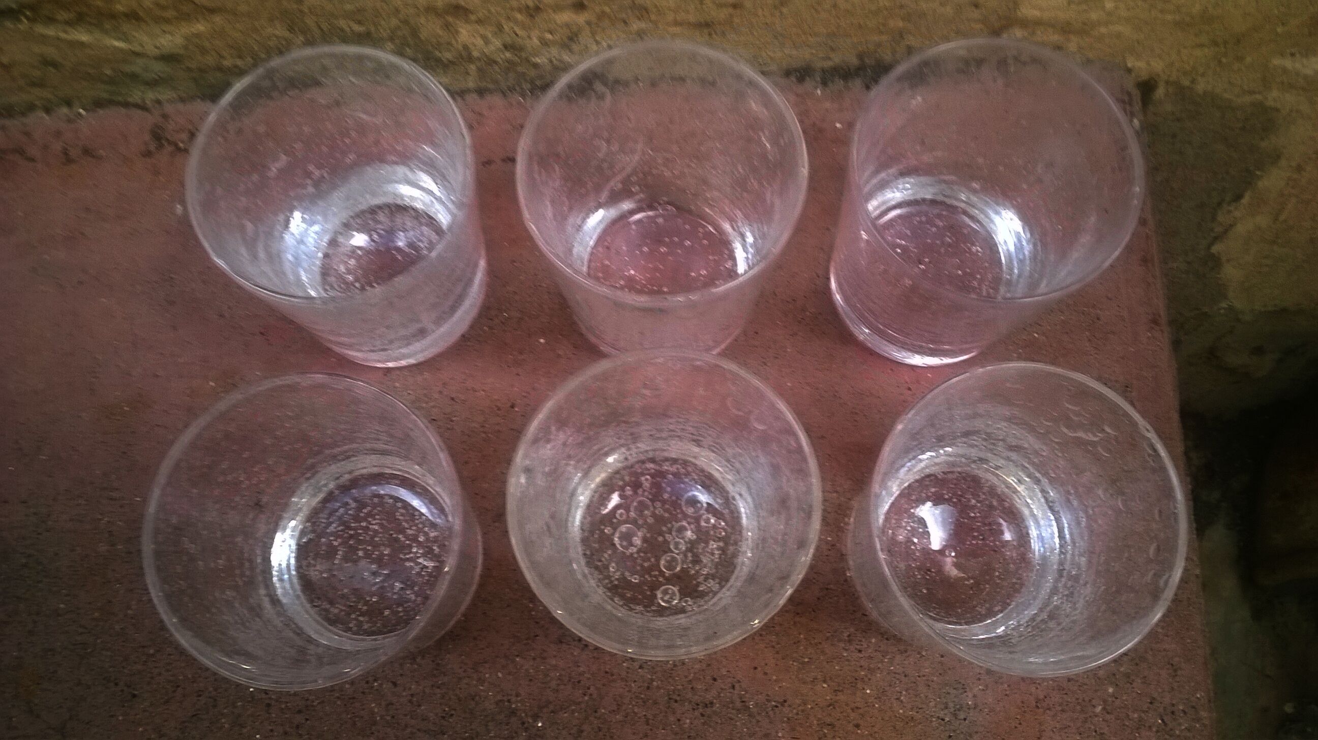 Series of six artisanal glasses "Verrerie de Biot"