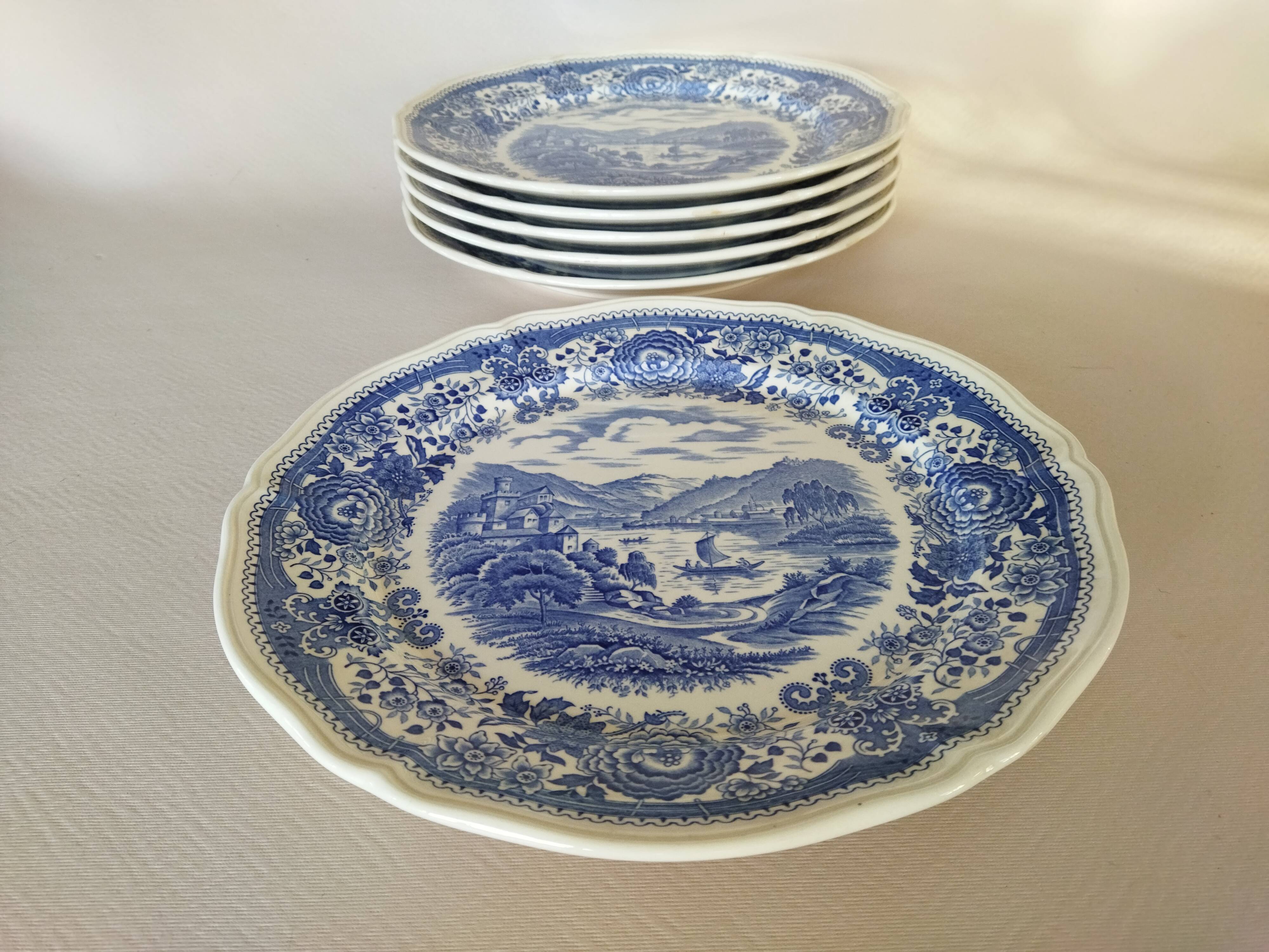 6 flat plates Burgenland blue Villeroy & Boch