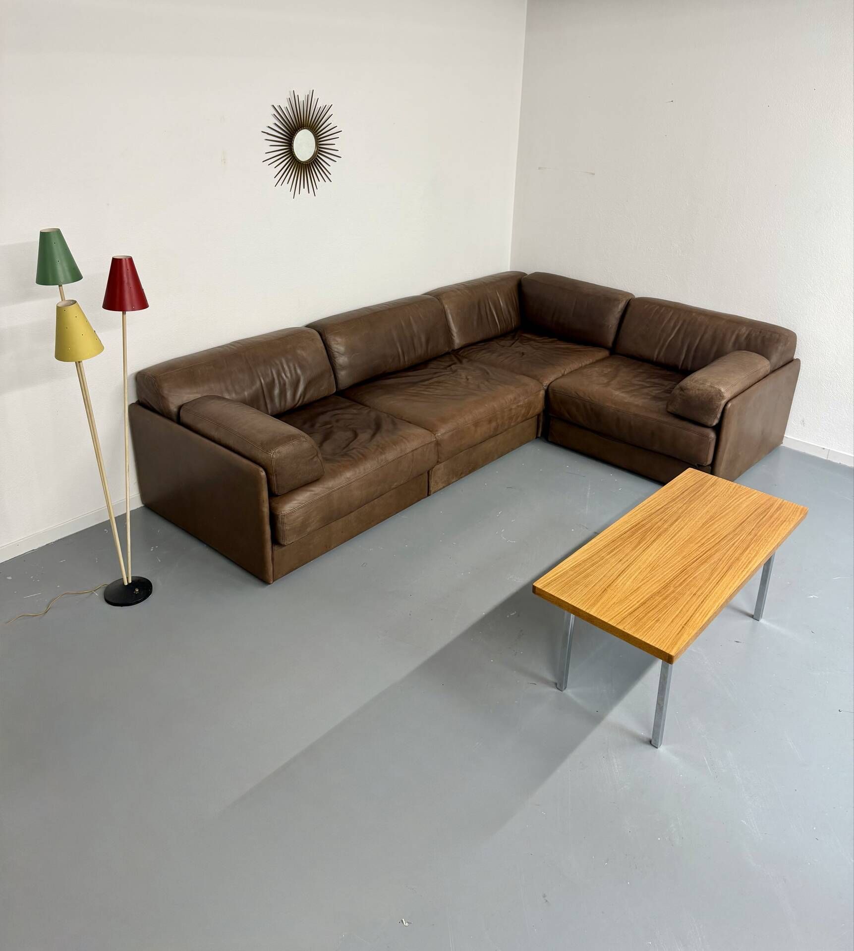 Modular corner sofa DS-76 in brown leather, designed by De Sede, 1980s.