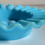 Cendrier verre opalin bleu vintage