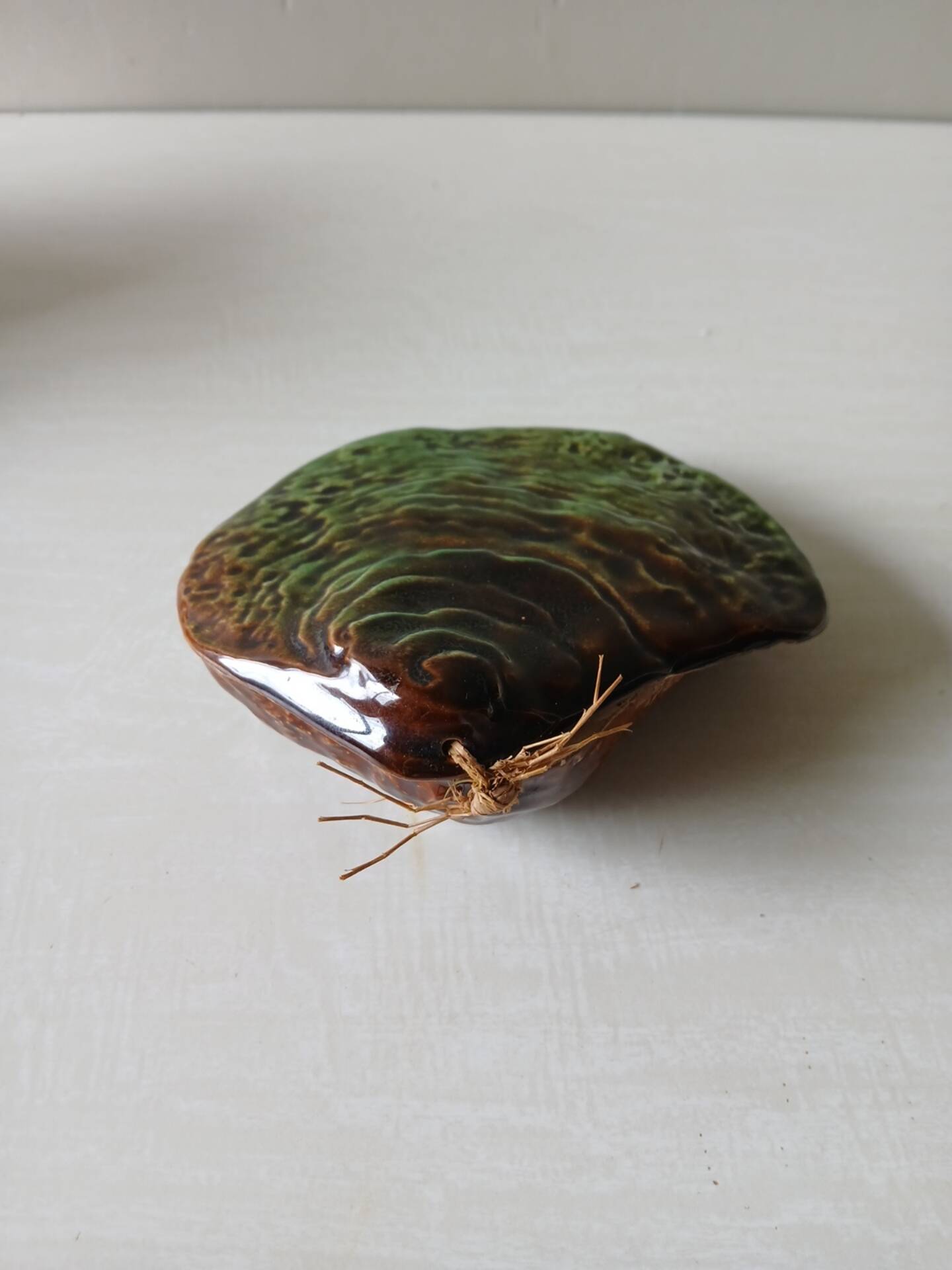 Shell-shaped ceramic dish with glaze signed Suzy Coste – vintage