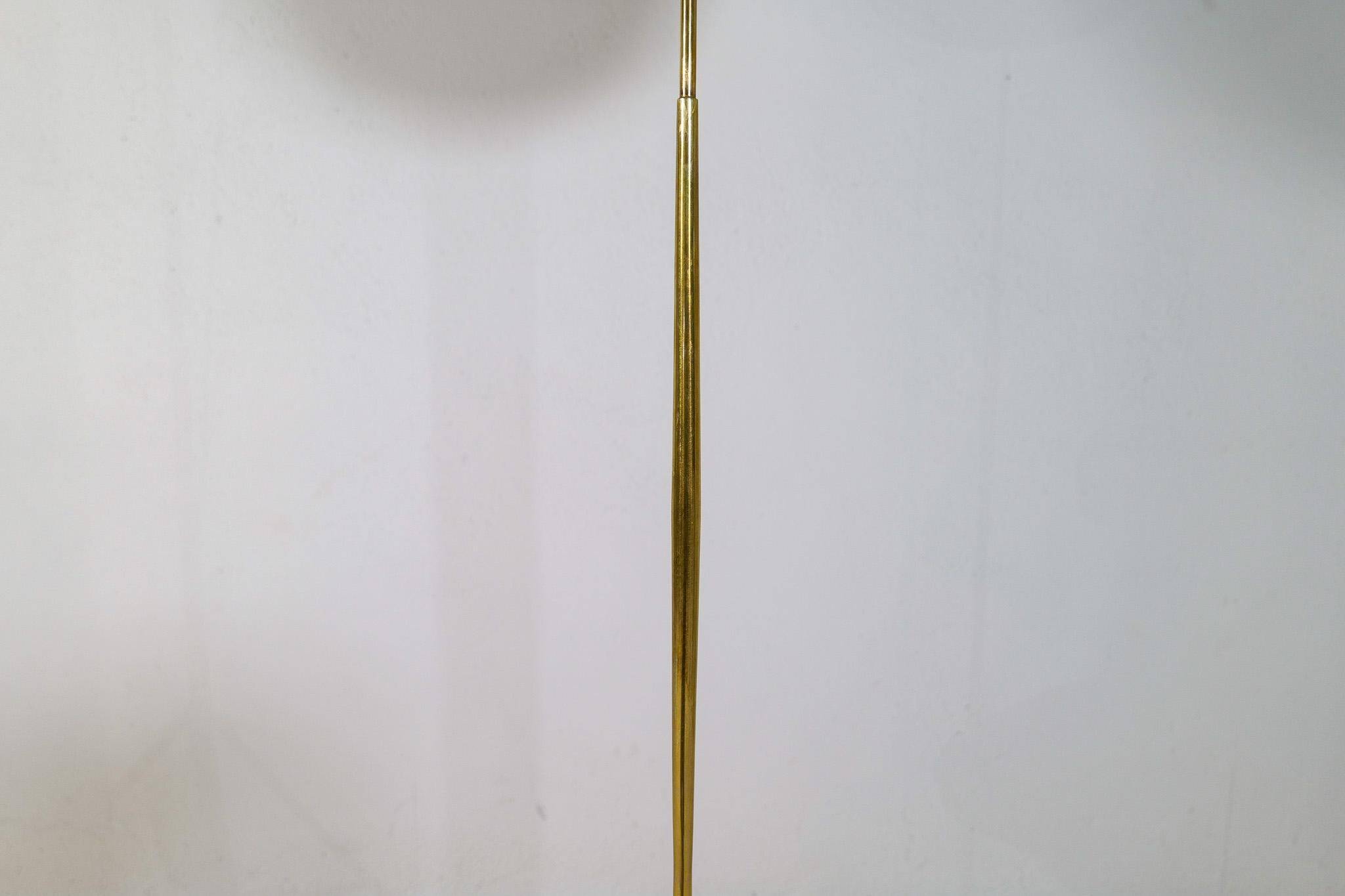 Modern mid-century brass floor lamp ASEA with round cotton shade, Sweden, 1960s