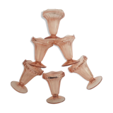 6 pink glass ice cups