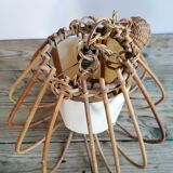 Louis Sognot style vintage rattan cage hnaging