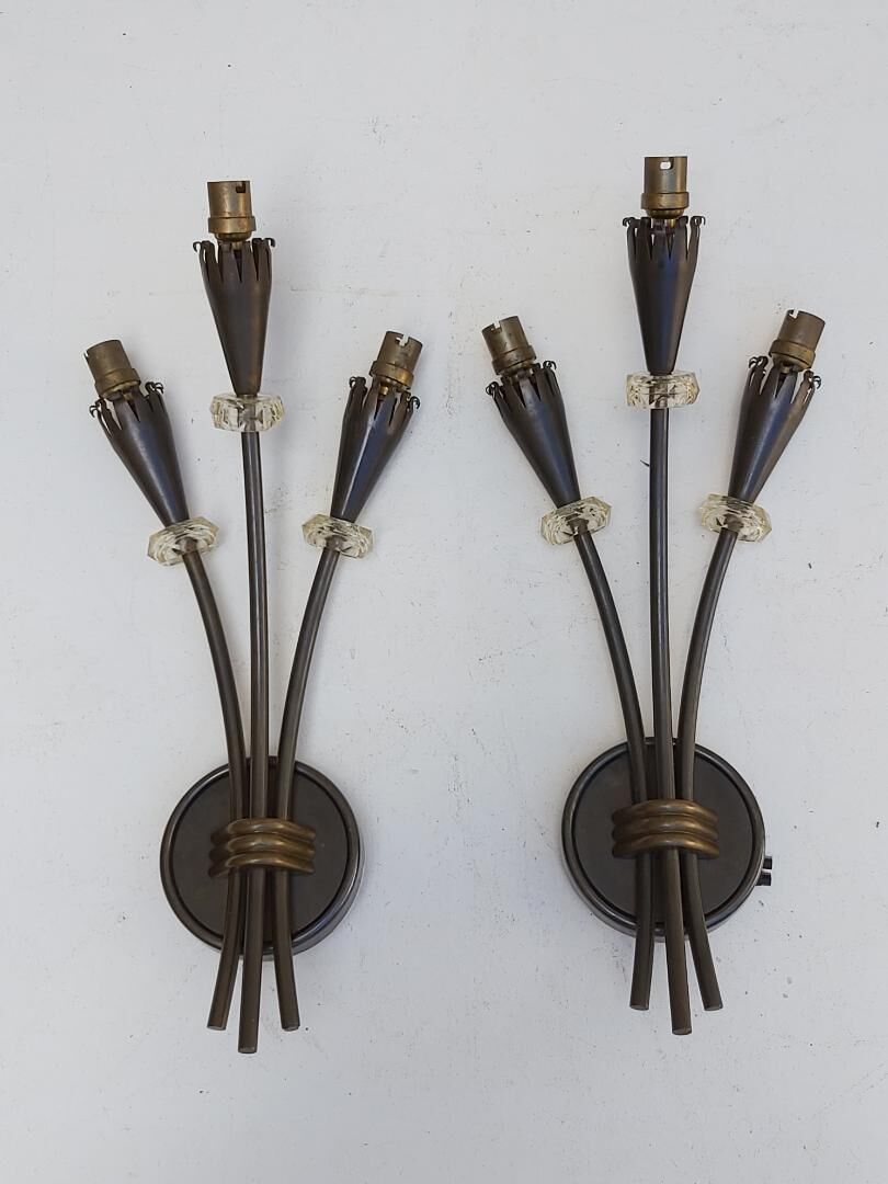 Pair of arum sconces edition Lunel Paris 50s