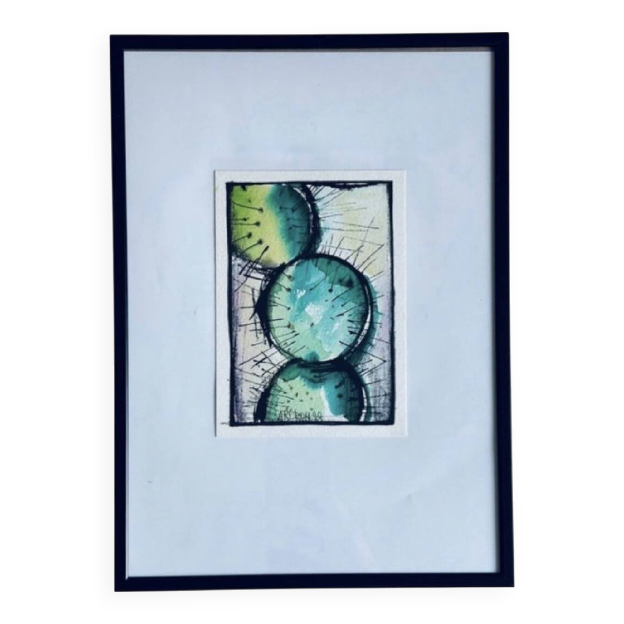 Chinese ink and watercolor, Ari Ron, Signed and dated 1998.