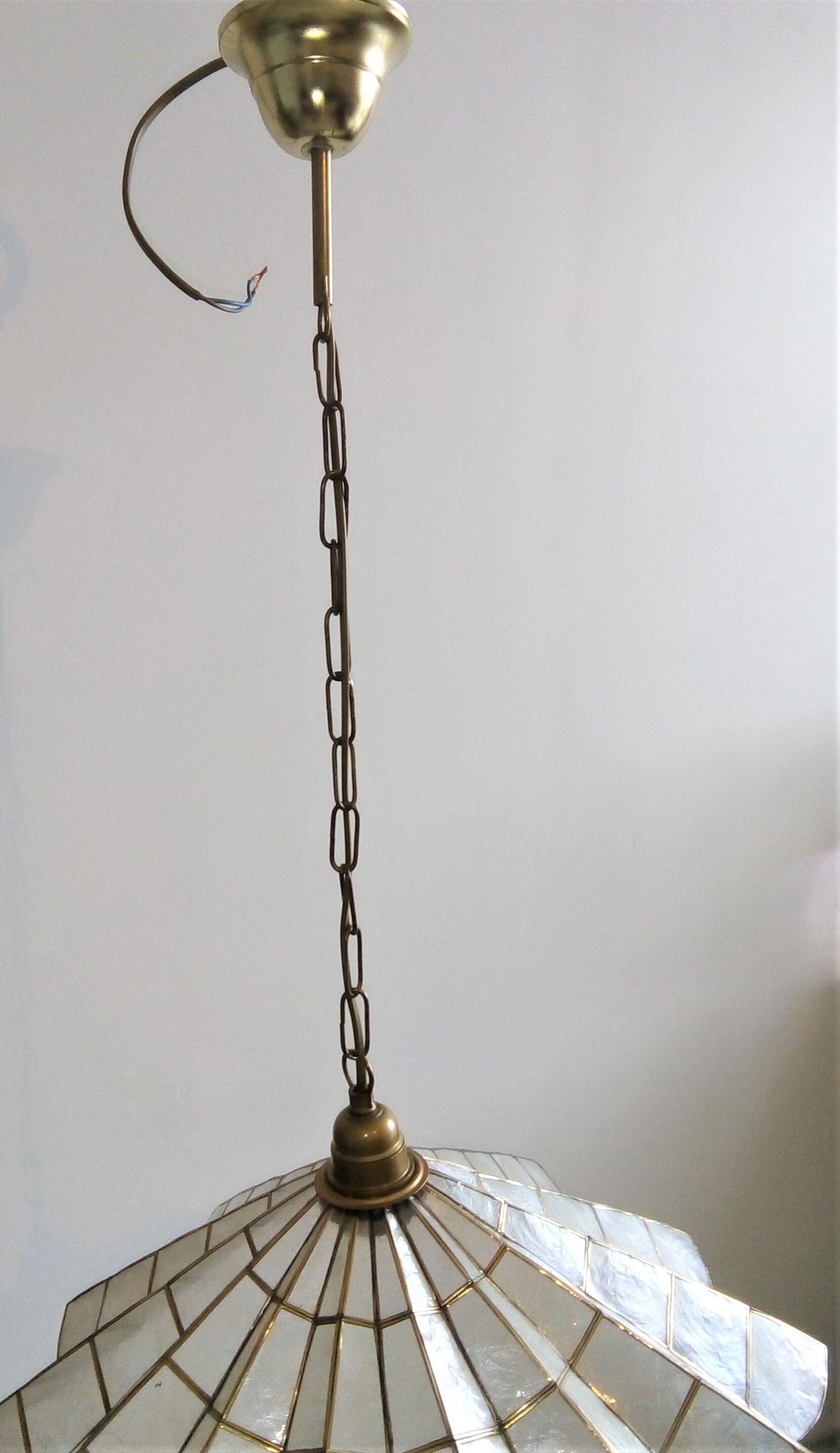 Chandelier suspension mother-of-pearl and brass