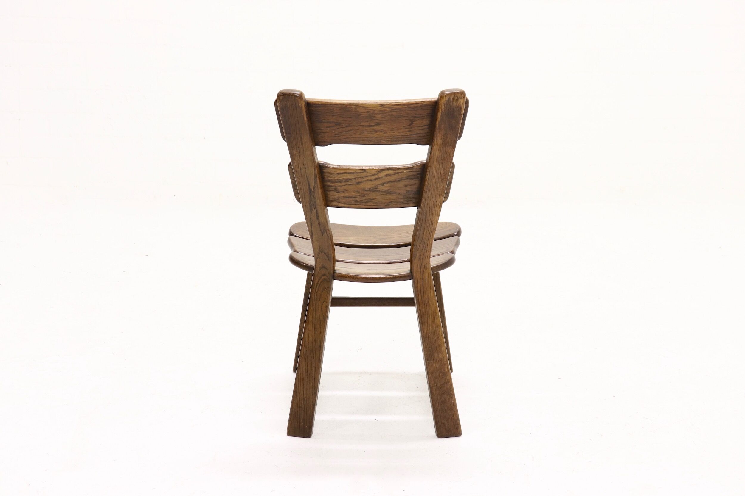 Set of 6 brutalist oak spanish dining chairs 1950